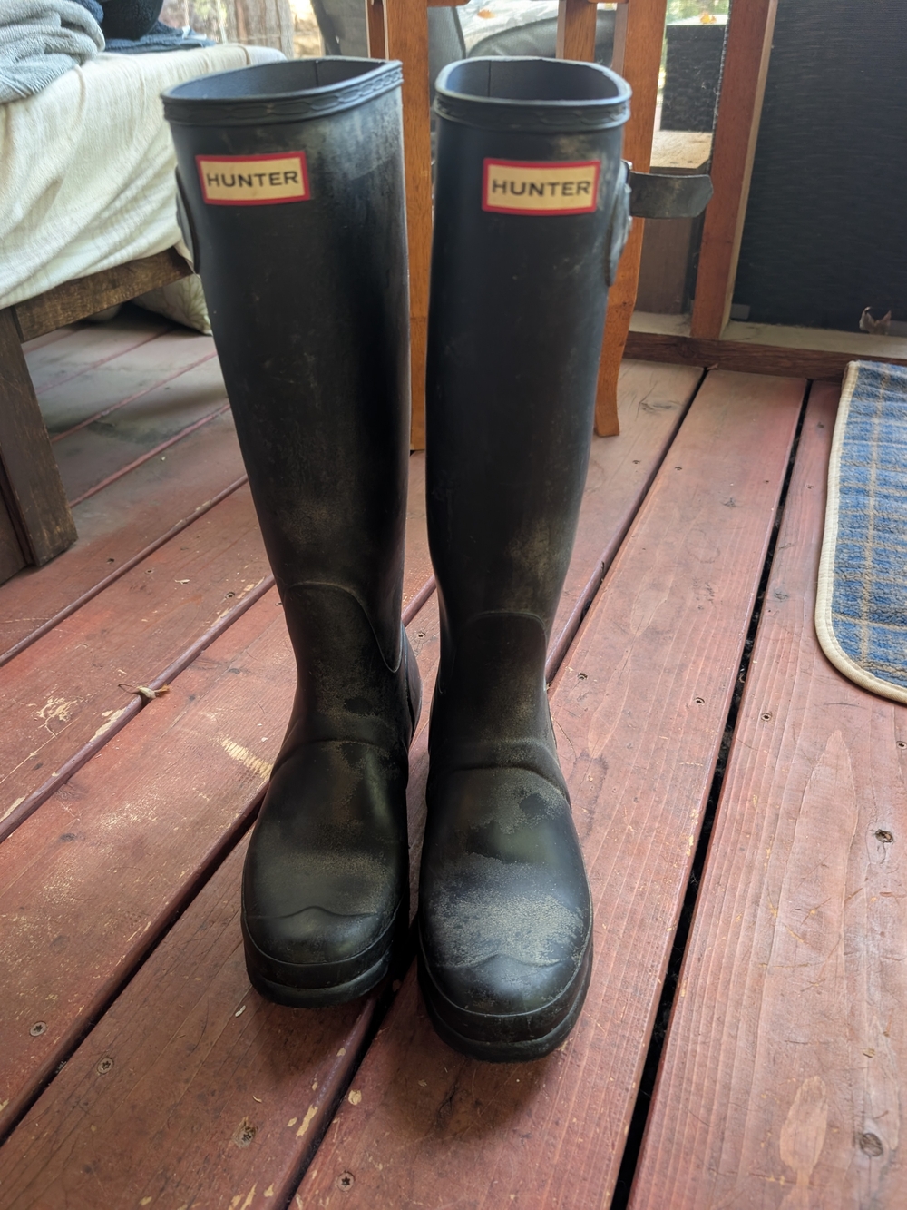 Hunter Black Tall Rubber Rain Boots W 10